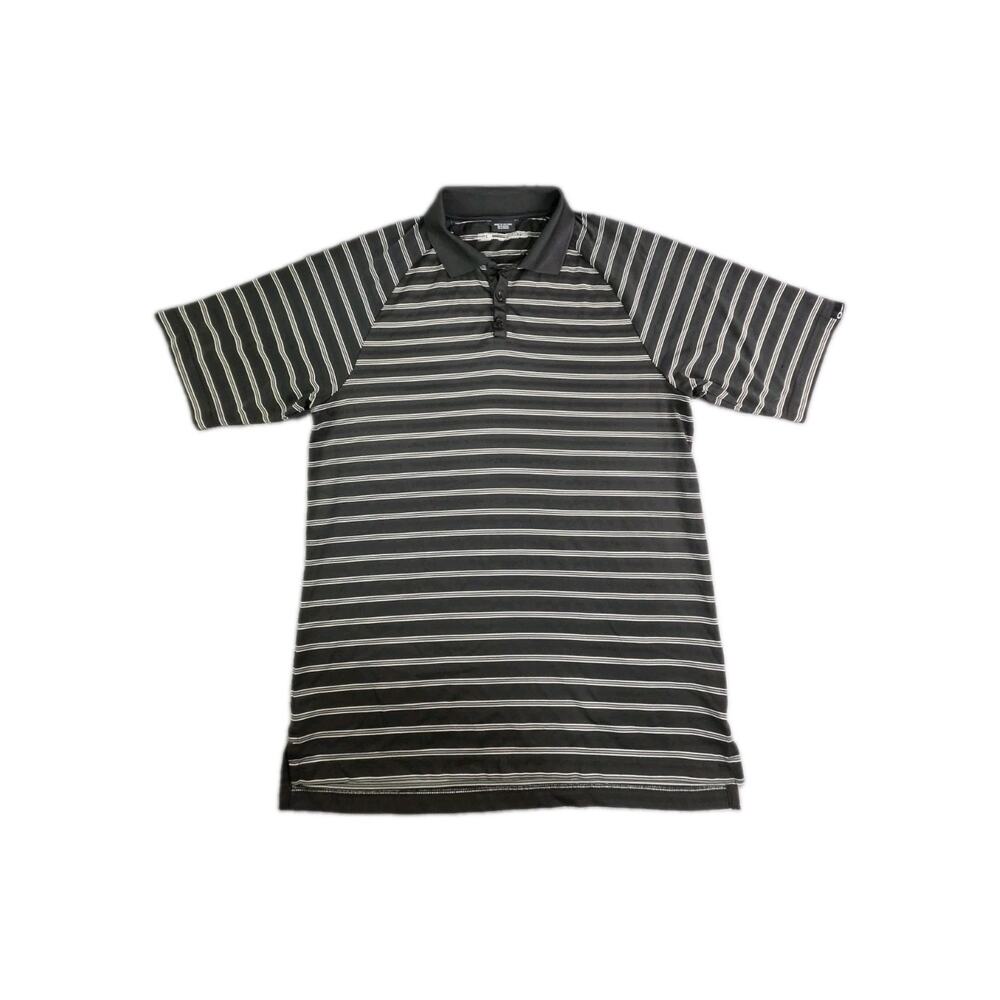 Oakley Men's Size M Black White Striped Golf Polo Shirt Casual C40-2